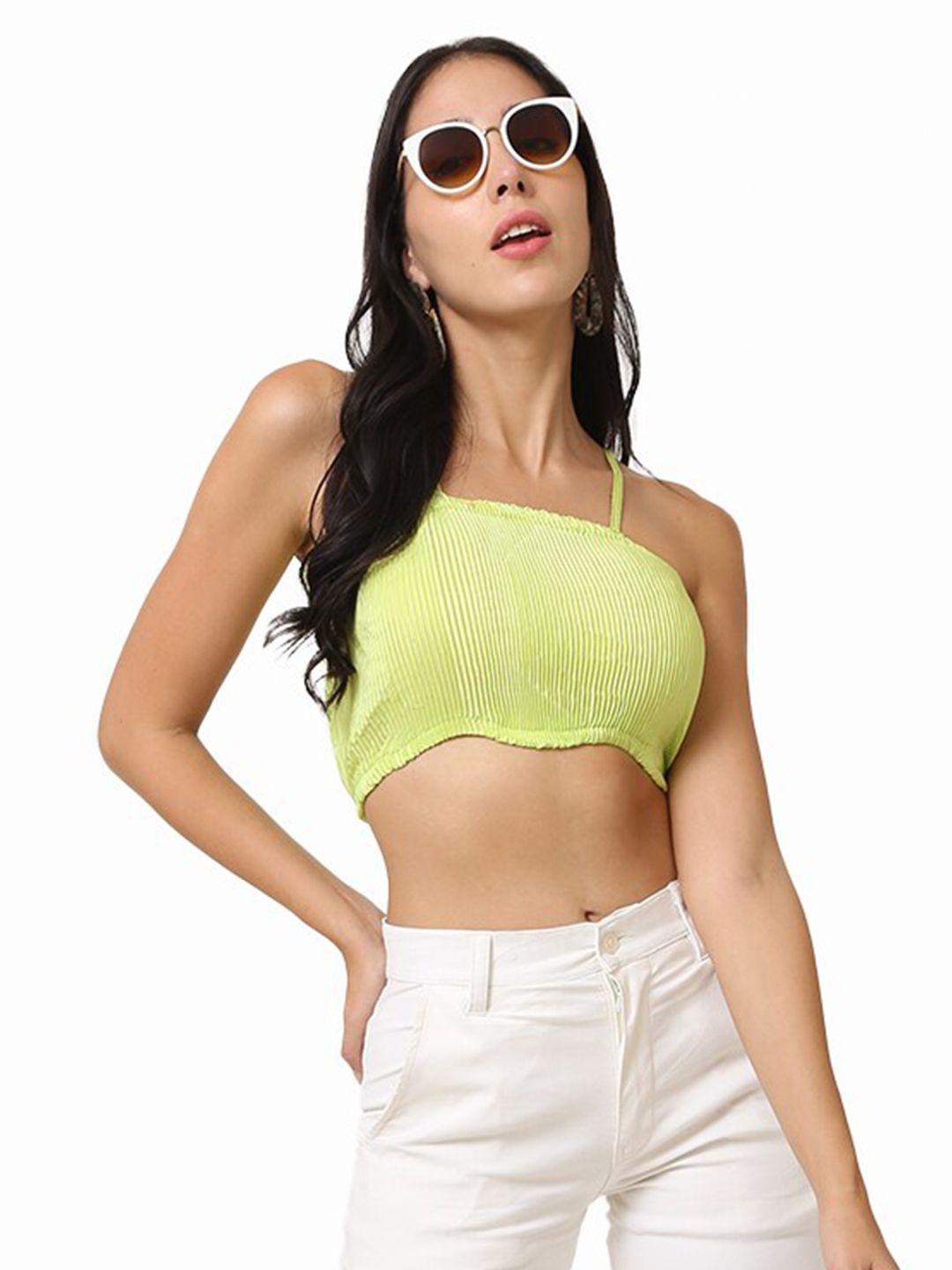 caredone shoulder straps accordion pleats crop fitted top