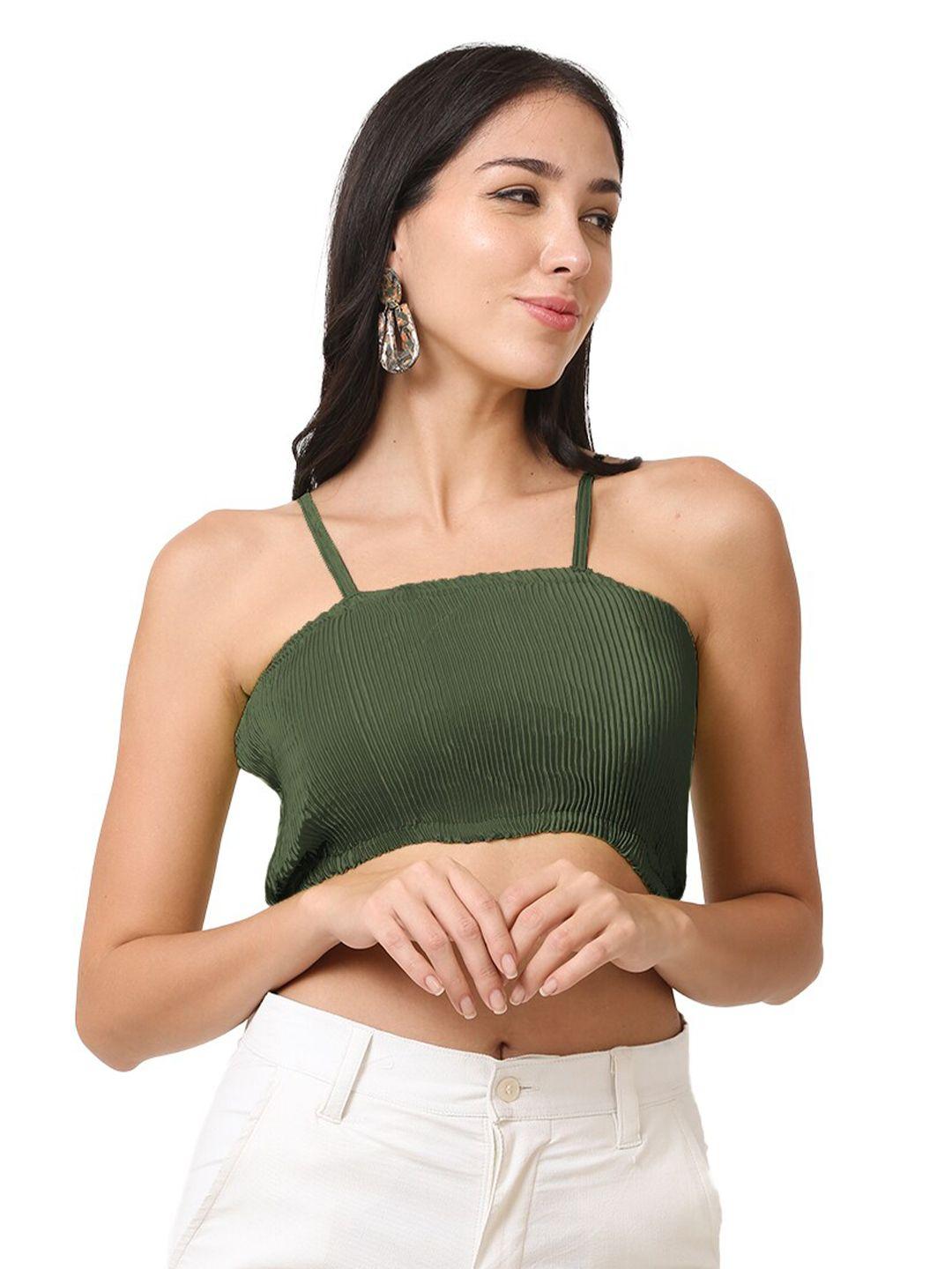 caredone shoulder straps accordion pleats crop fitted top