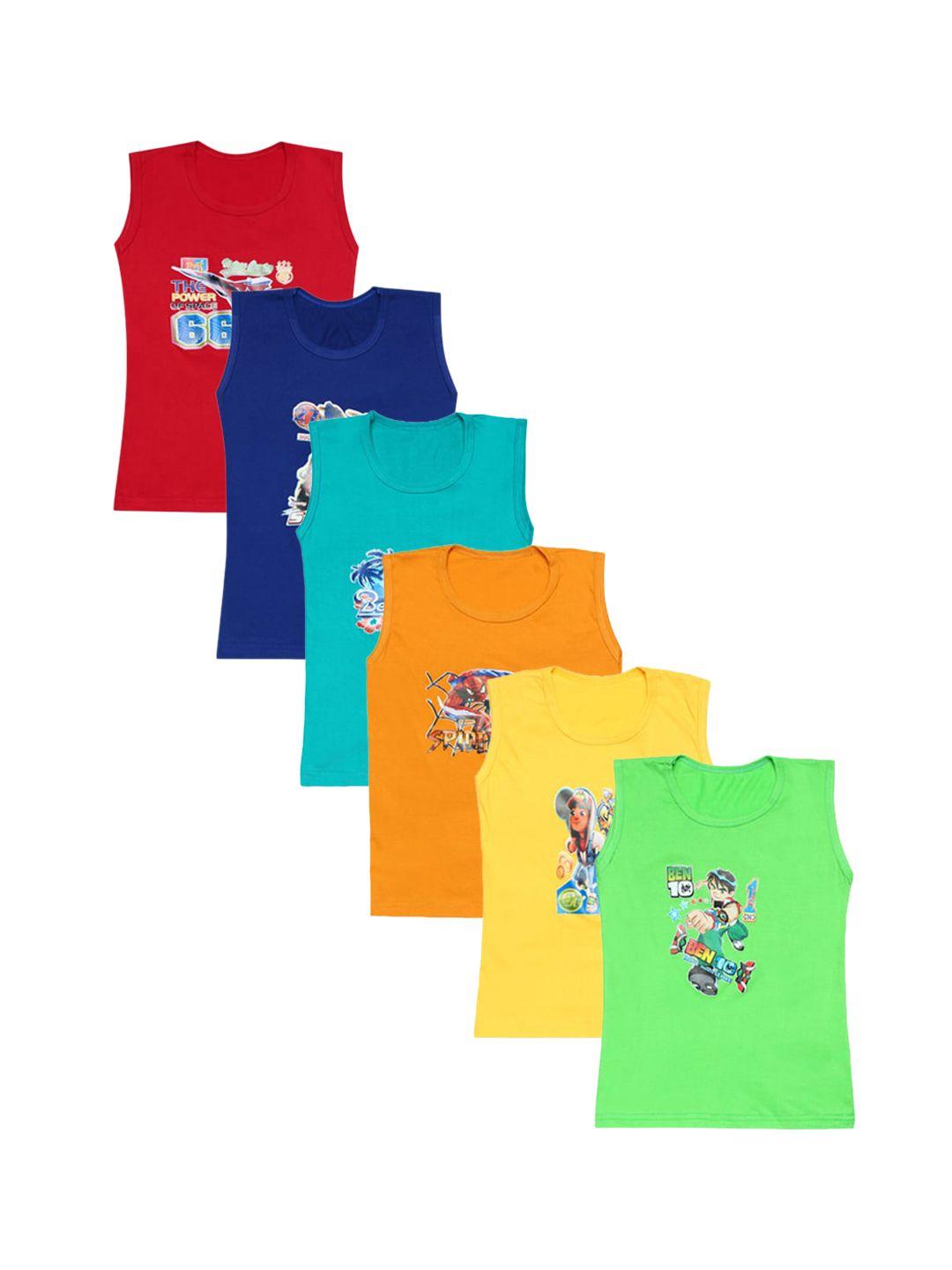 careplus boys pack of 6 assorted pure cotton innerwear vests