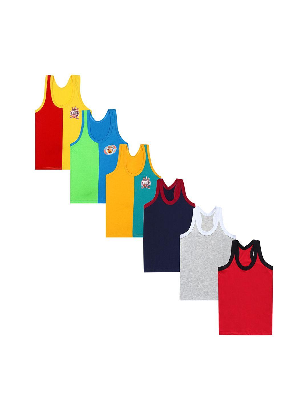 careplus pack of 6 cotton basic assorted innerwear vests
