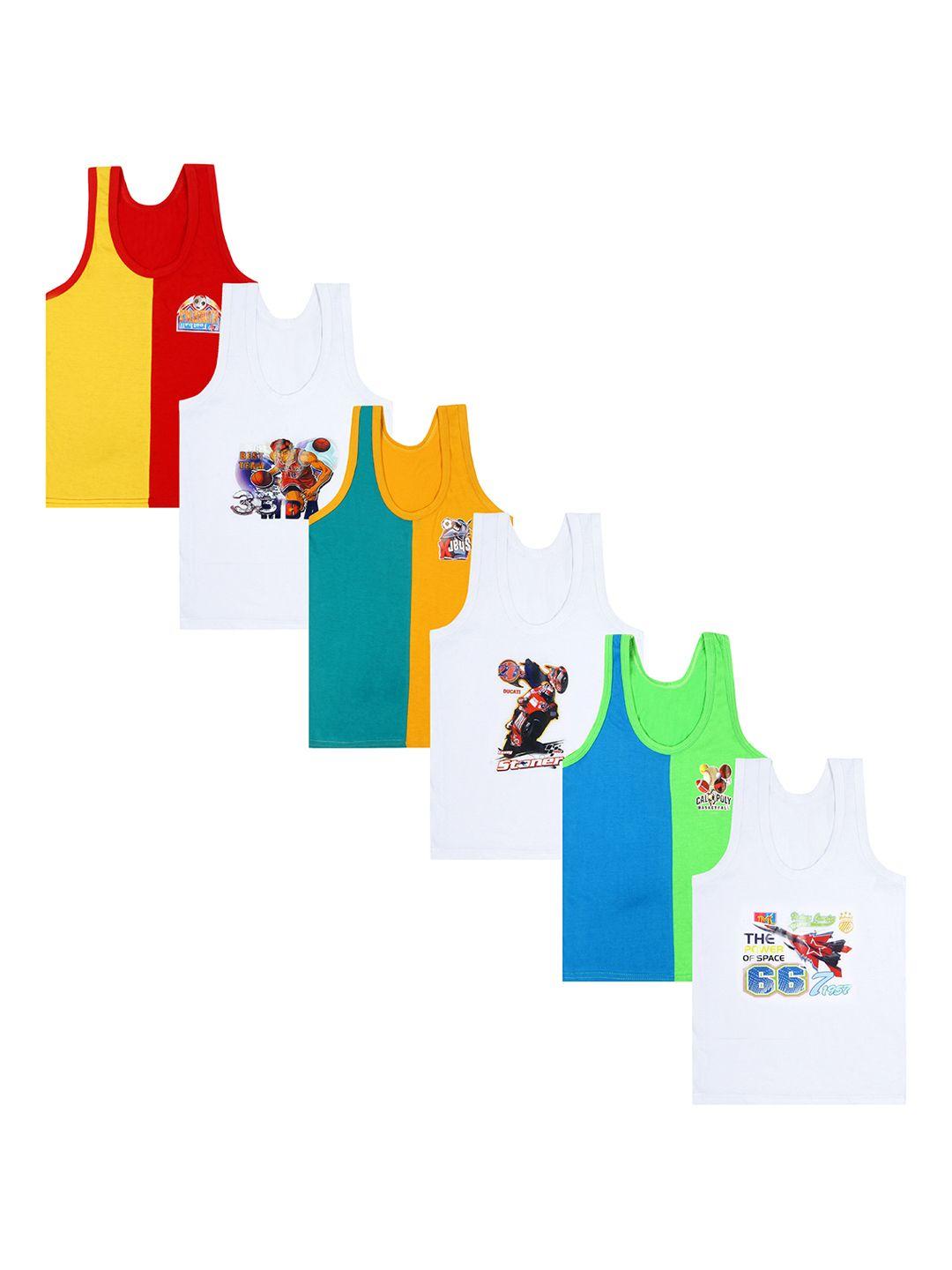 careplus boys pack of 6 pure cotton innerwear vests