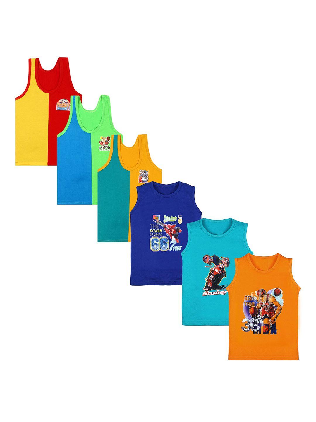 careplus boys pack of 6 pure cotton innerwear vests