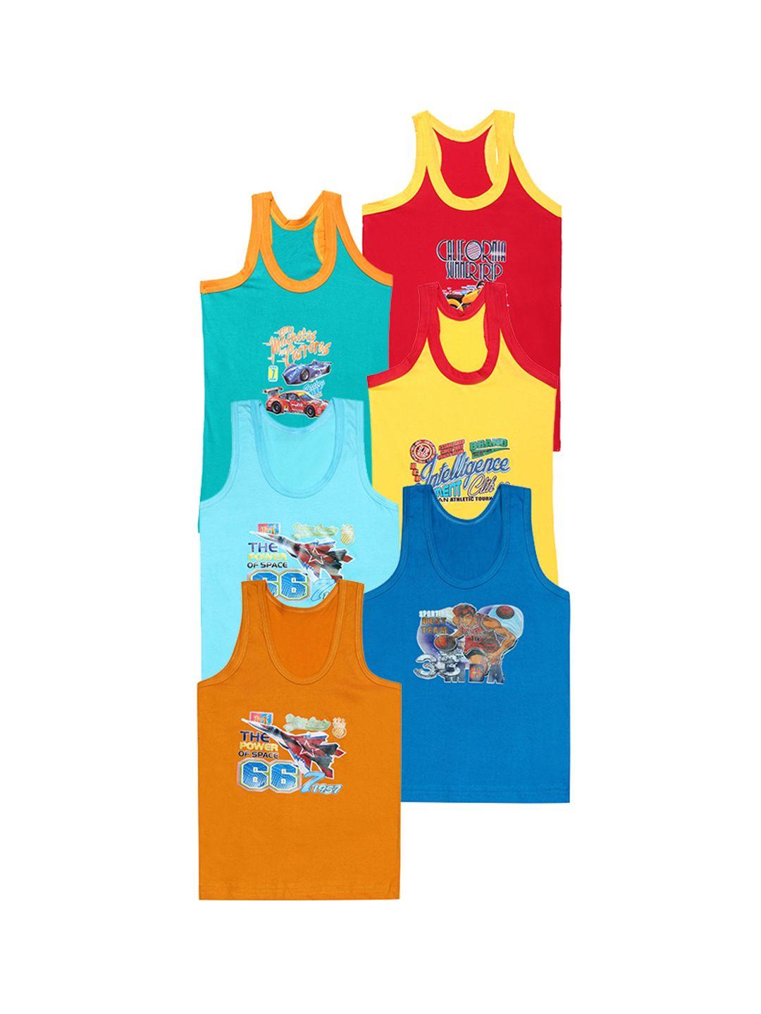 careplus infant boys pack of 6 printed combed cotton undershirt innerwear vests