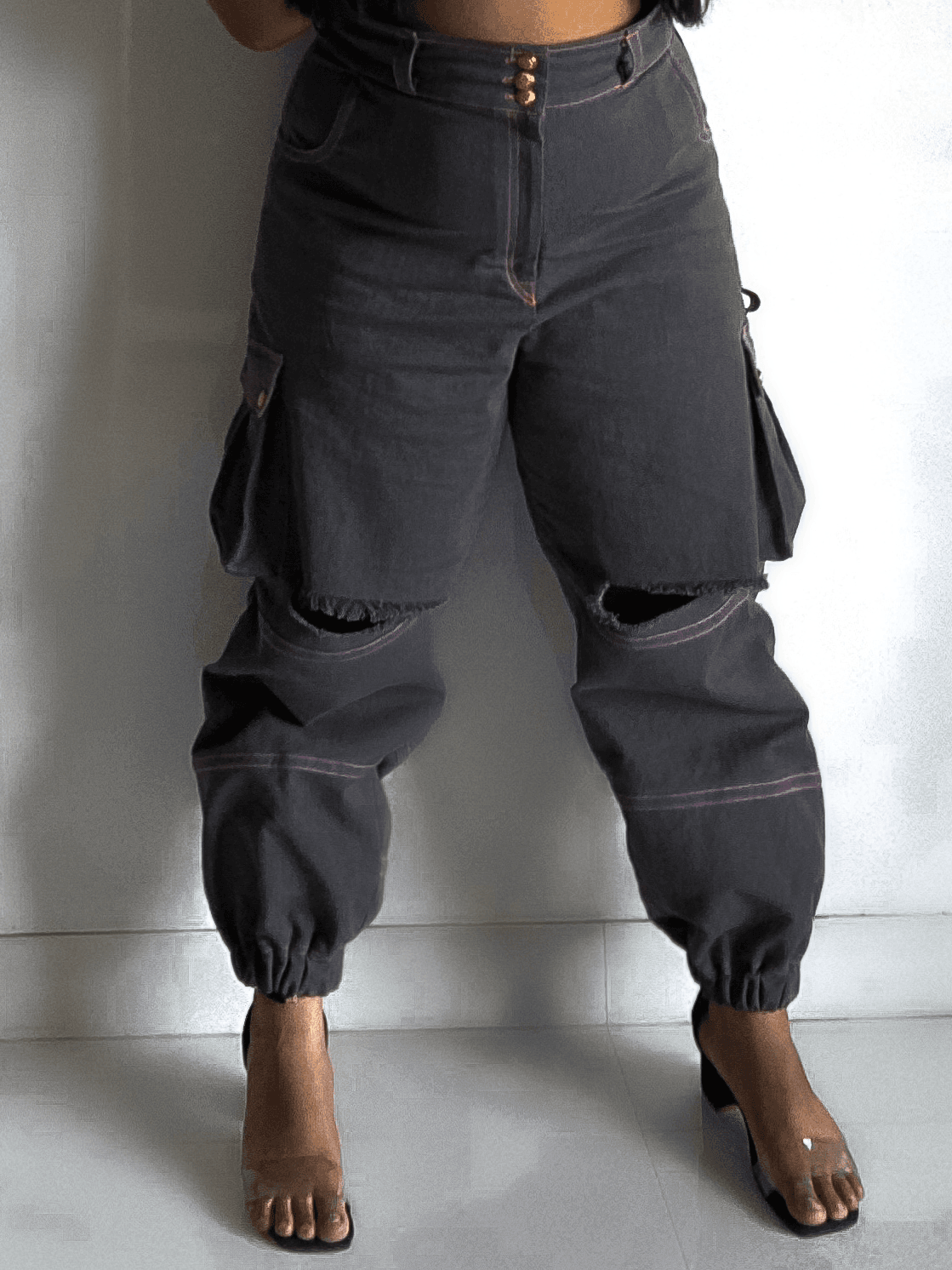 cargo denim pants (with slide flap pockets)