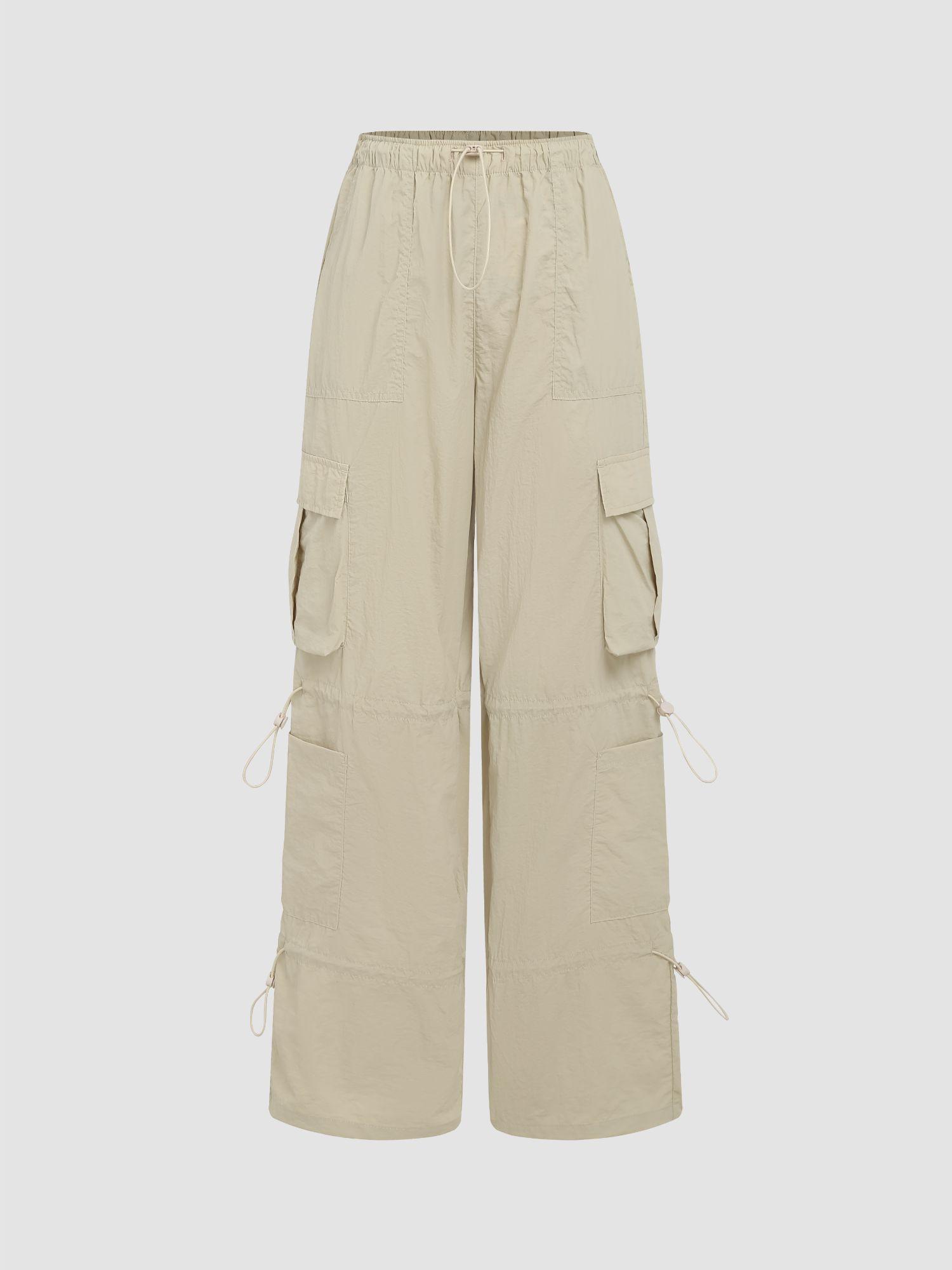 cargo drawstring straight leg pants