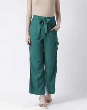 cargo pants with waist tie-up