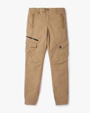 cargo pants with zip accent