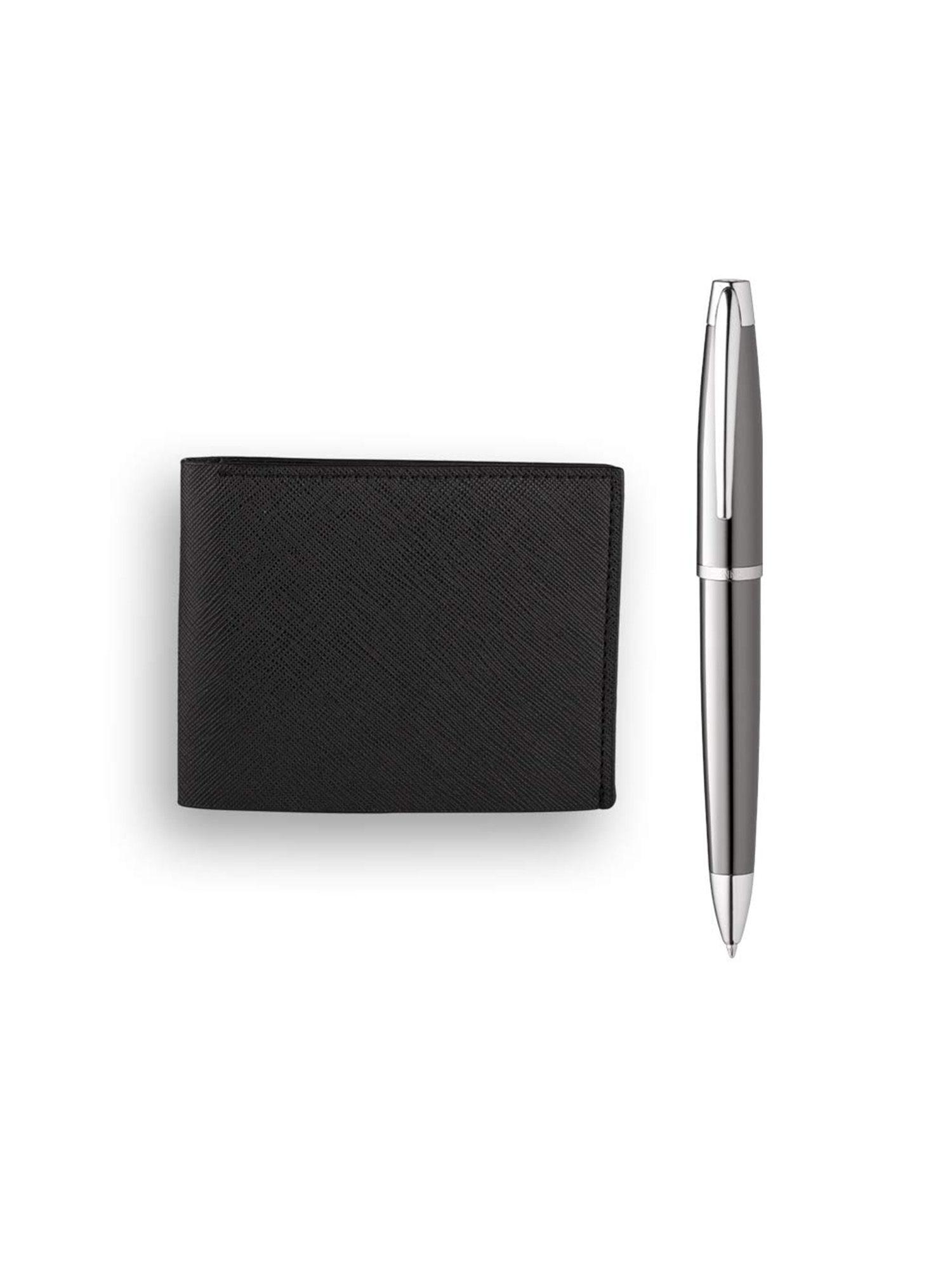 carina grey rollerball pen with wallet