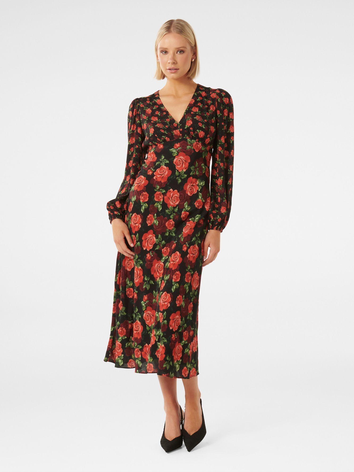 carlina mixed print midi dress