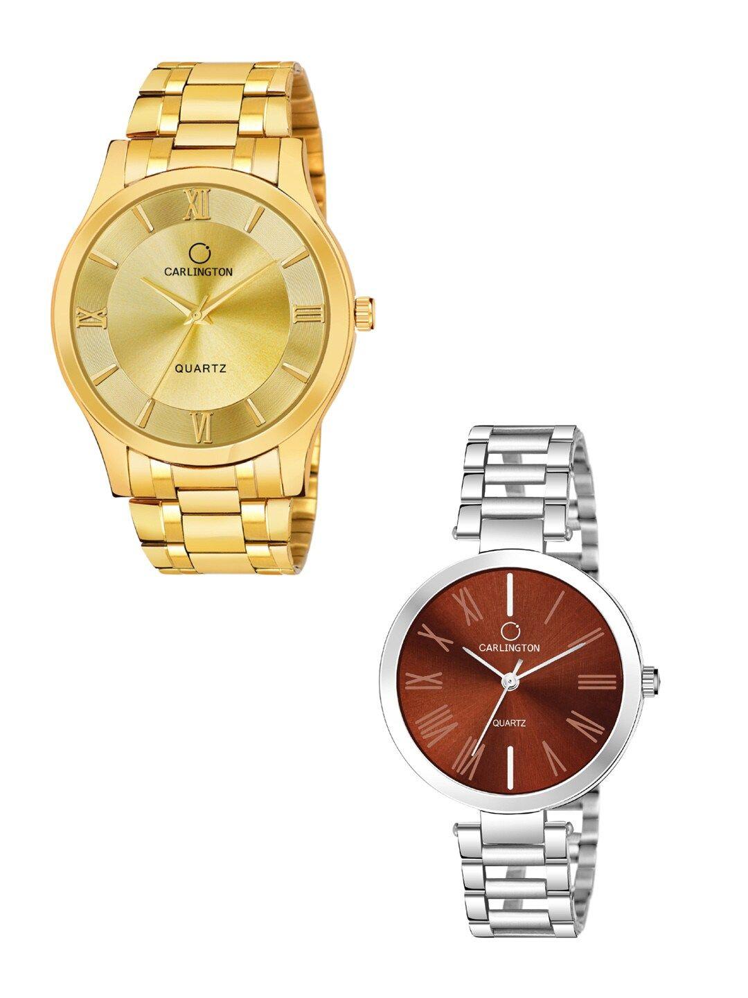 carlington his & her  analogue watch gift set  ct-6130gg-112