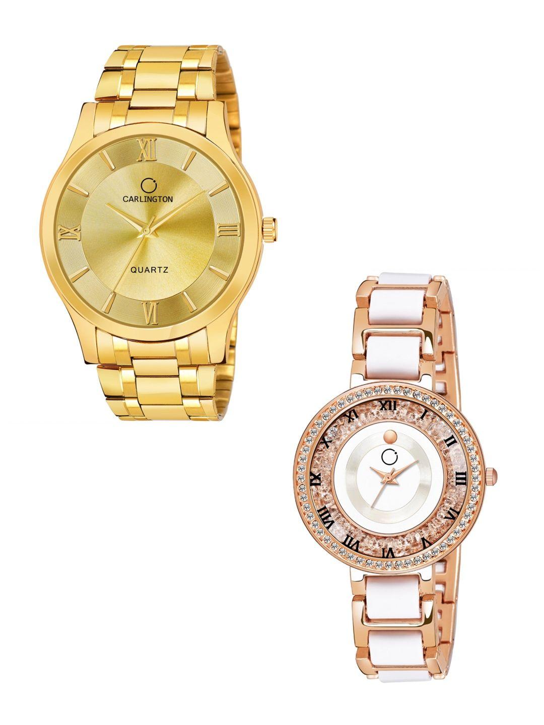 carlington his & her  analogue watch gift set  ct-6130gg