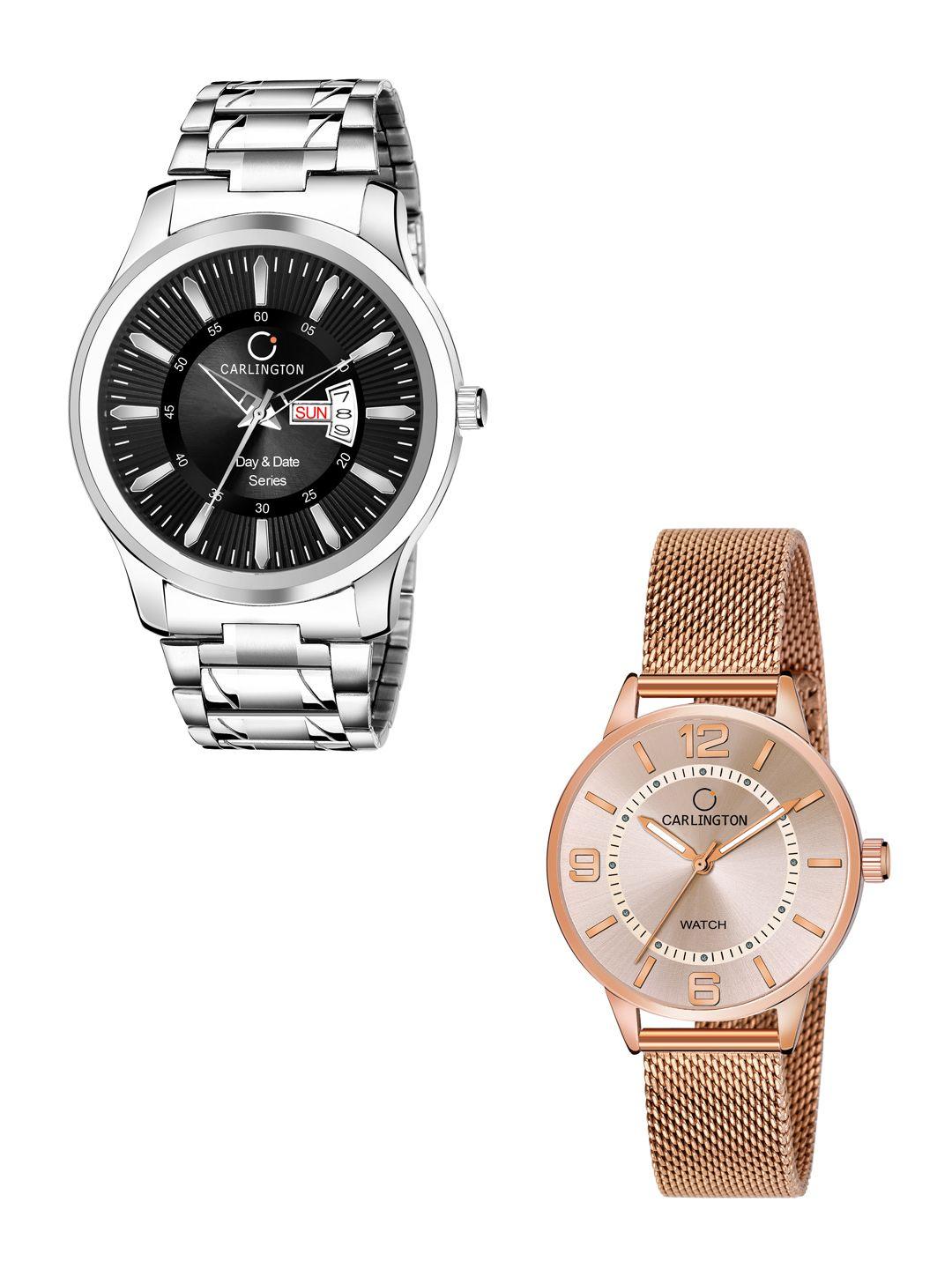 carlington his & her analogue watch gift set