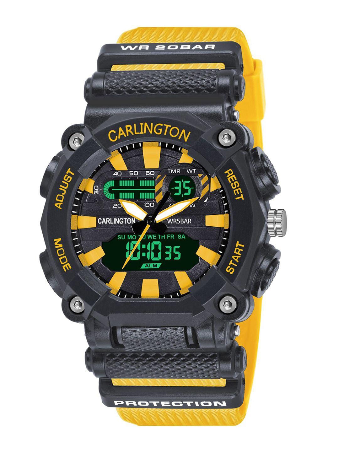 carlington men dial & bracelet style straps analogue and digital watch ct 3311 yellow