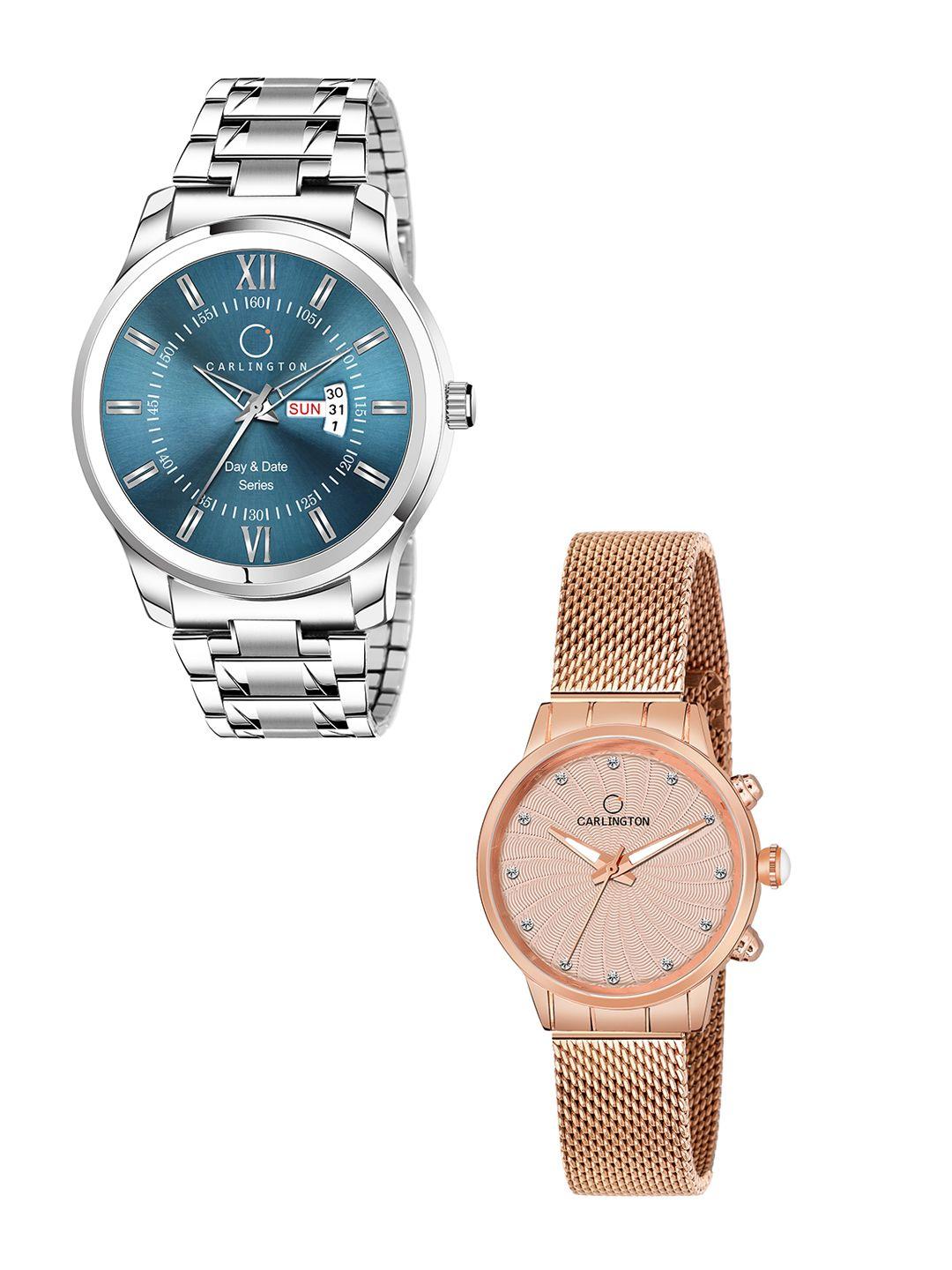 carlington unisex set of 2 his & her watch gift set ct2017