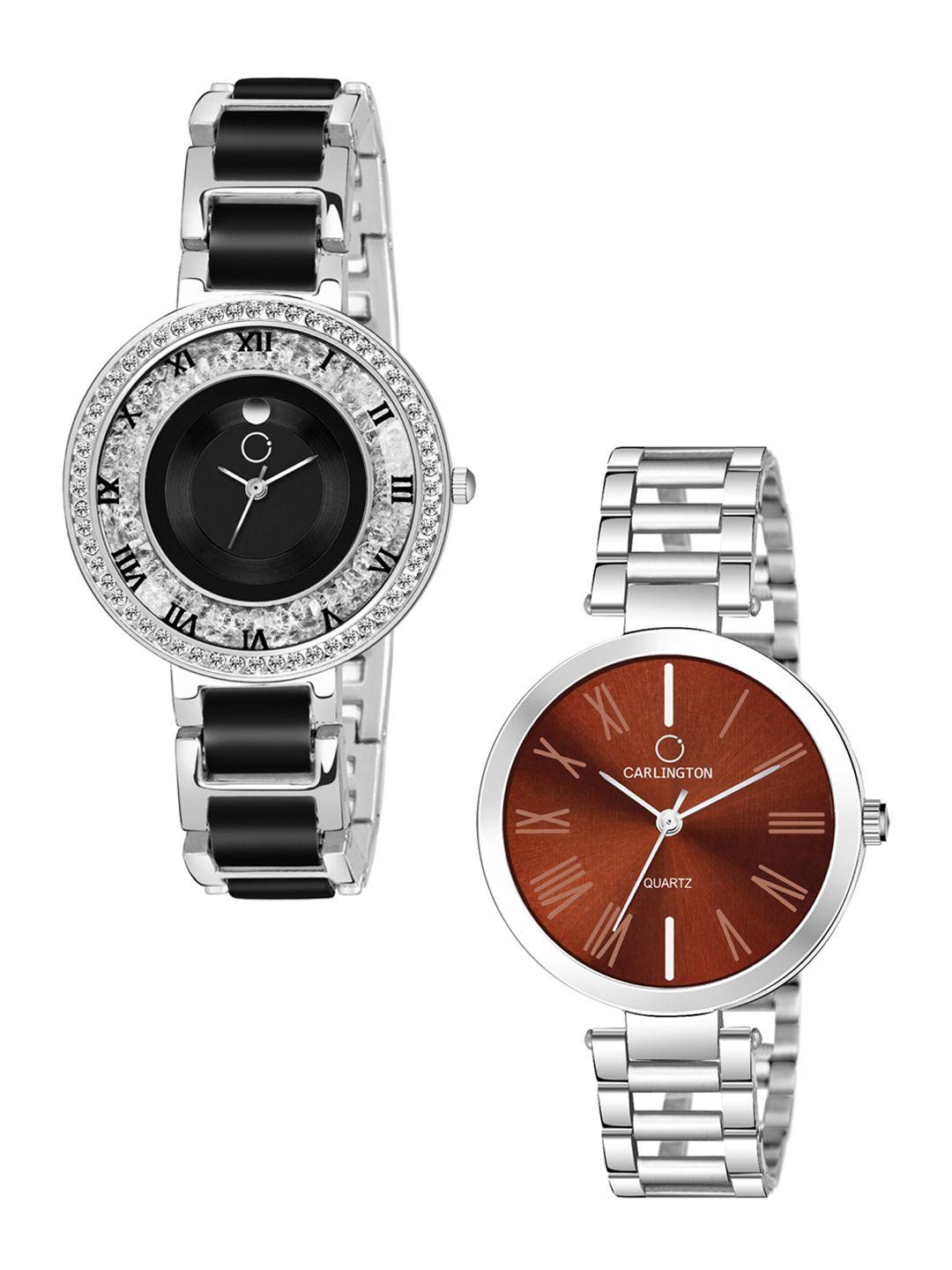 carlington unisex silver-toned analogue watch