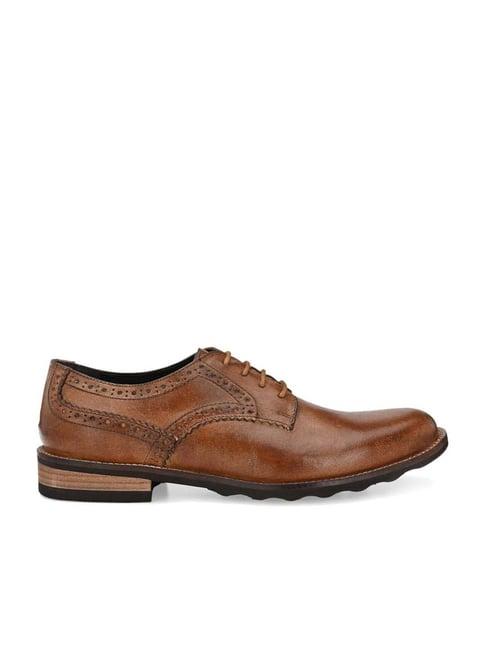 carlo romano men's tan brogue shoes