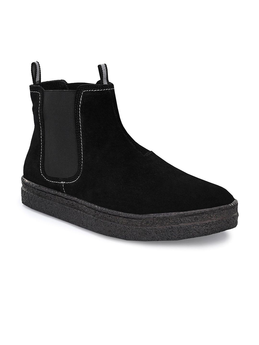 carlo romano men black leather flat boots