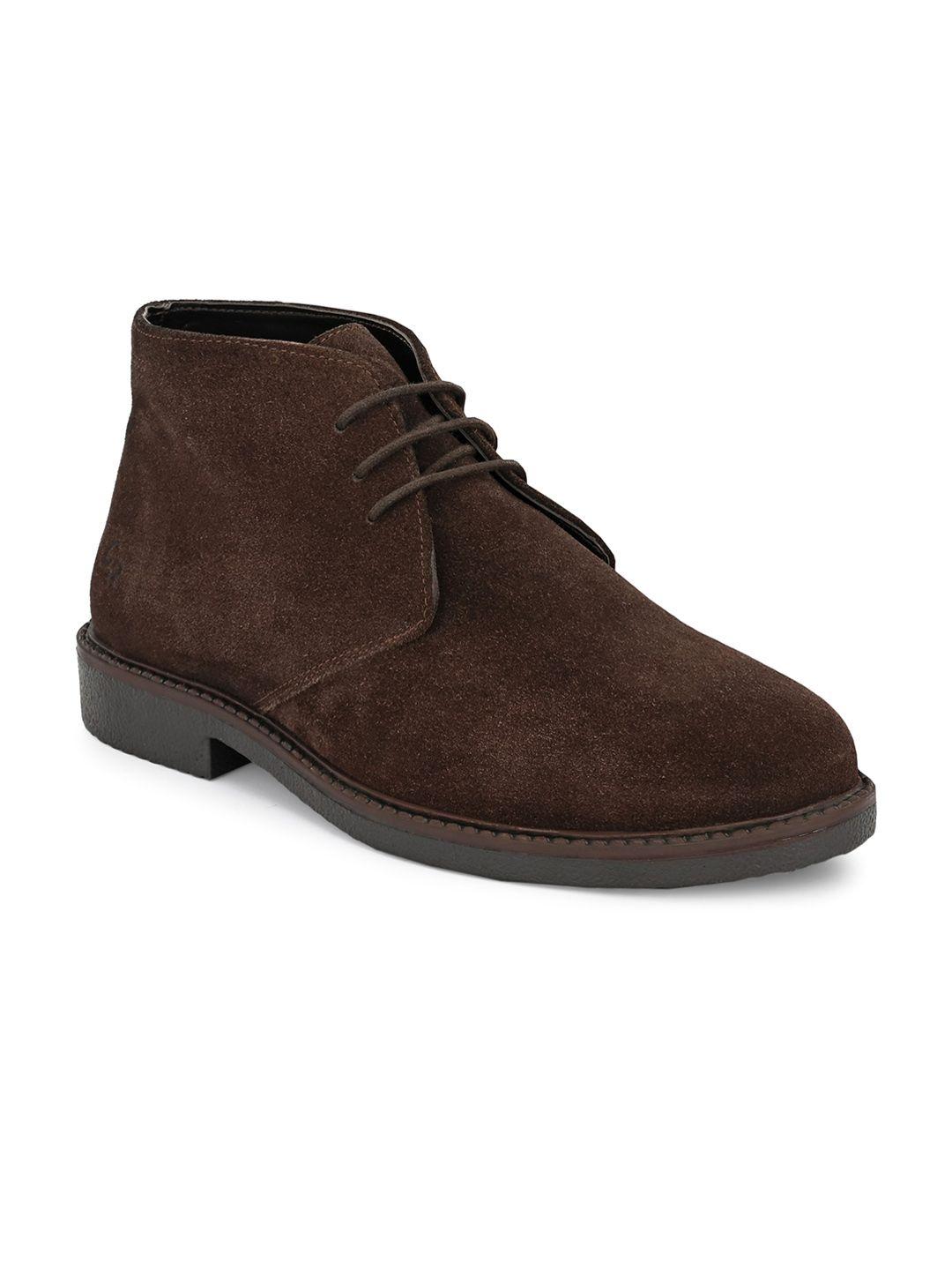 carlo romano men brown solid suede regular boots