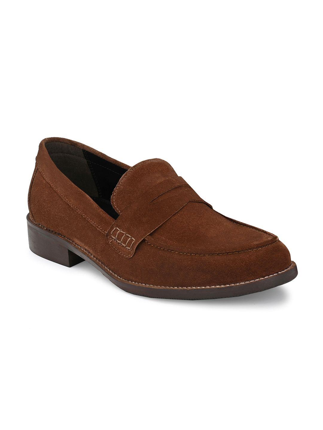 carlo romano men brown suede formal loafers