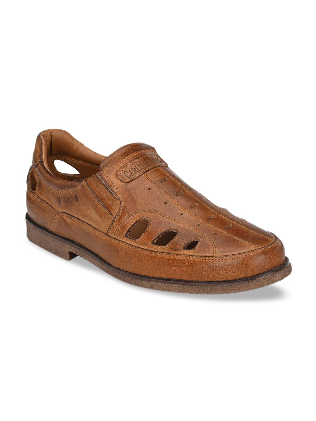 carlo romano men tan shoe-style sandals