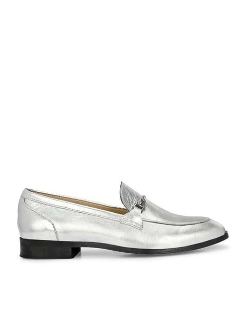 carlo romano women's silver flat ballets