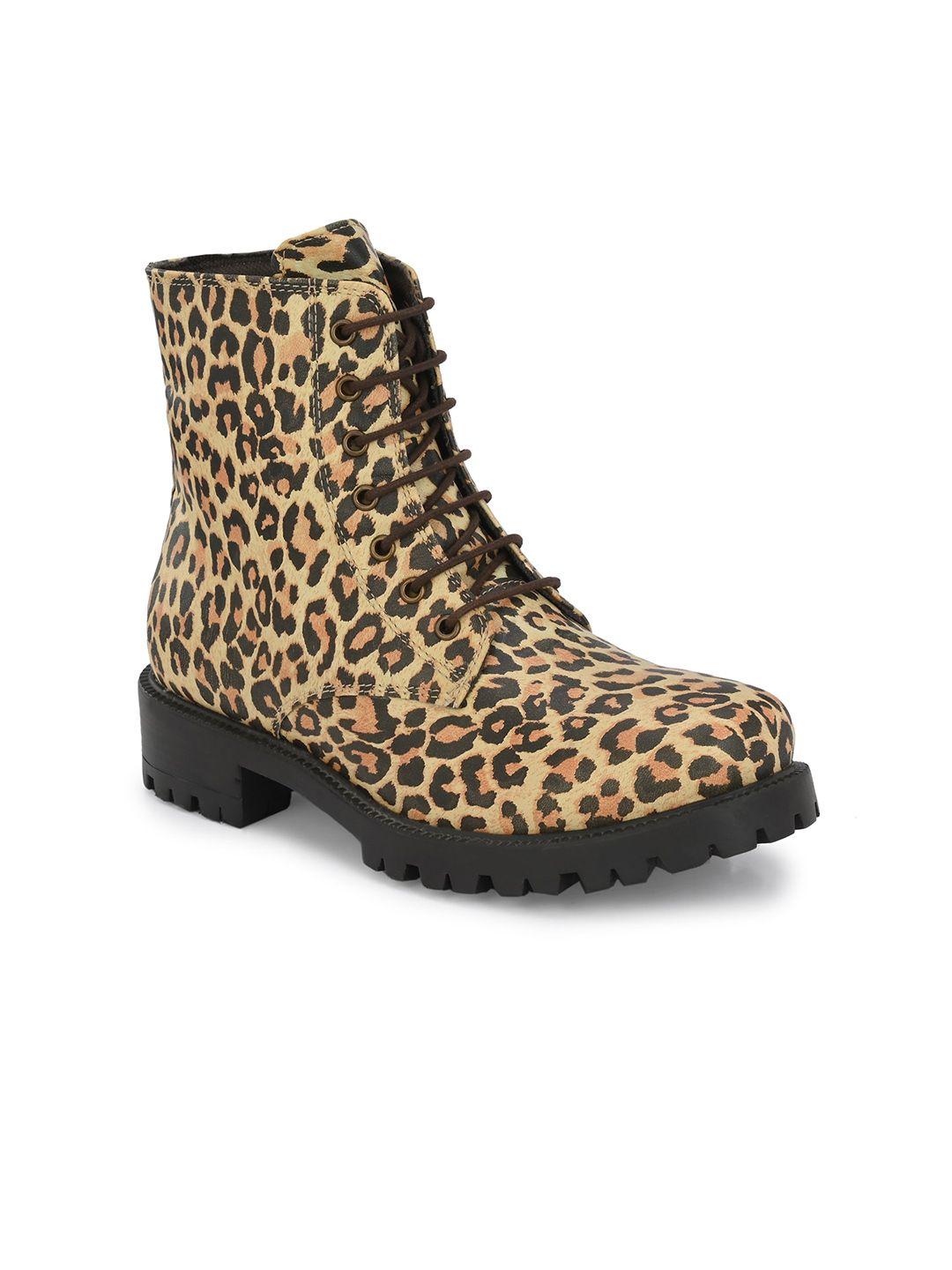 carlo romano women animal printed leather high ankle boots