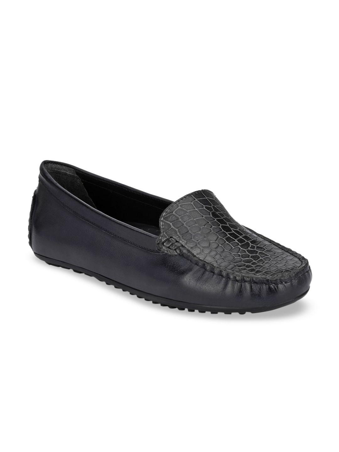 carlo romano women black textured leather loafers