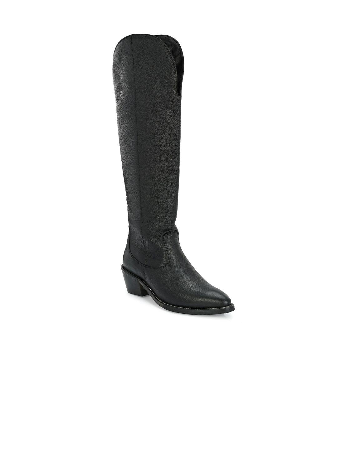 carlo romano women high-top round toe leather block heeled boots