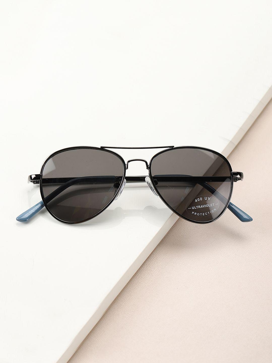 carlton london boys black lens & gunmetal-toned aviator sunglasses with uv protected lens