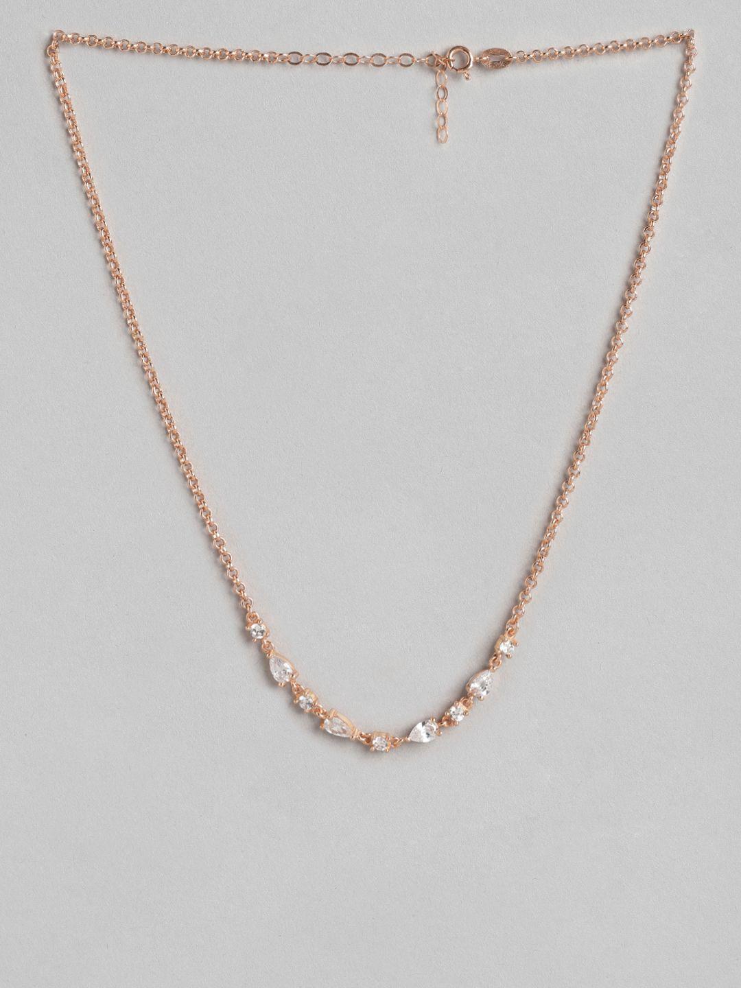 carlton london brass rose gold-plated necklace