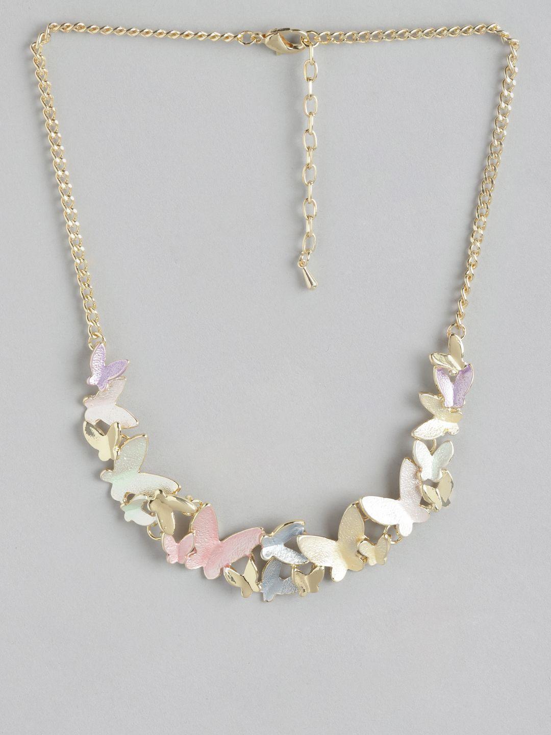 carlton london gold-plated enamelled necklace