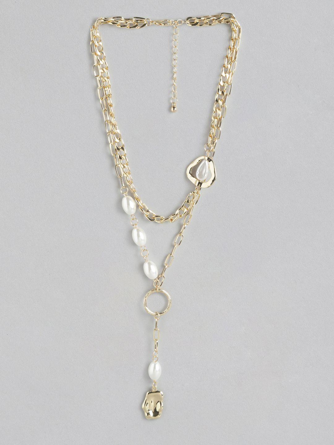 carlton london gold-plated pearls-studded necklace