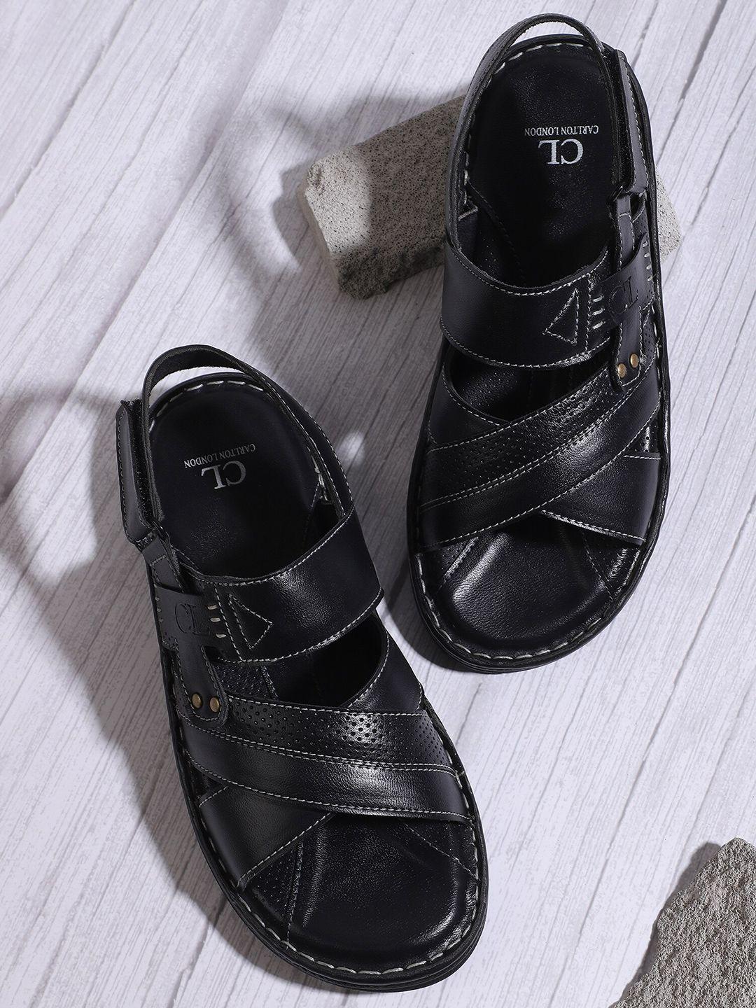 carlton london men black comfort sandals