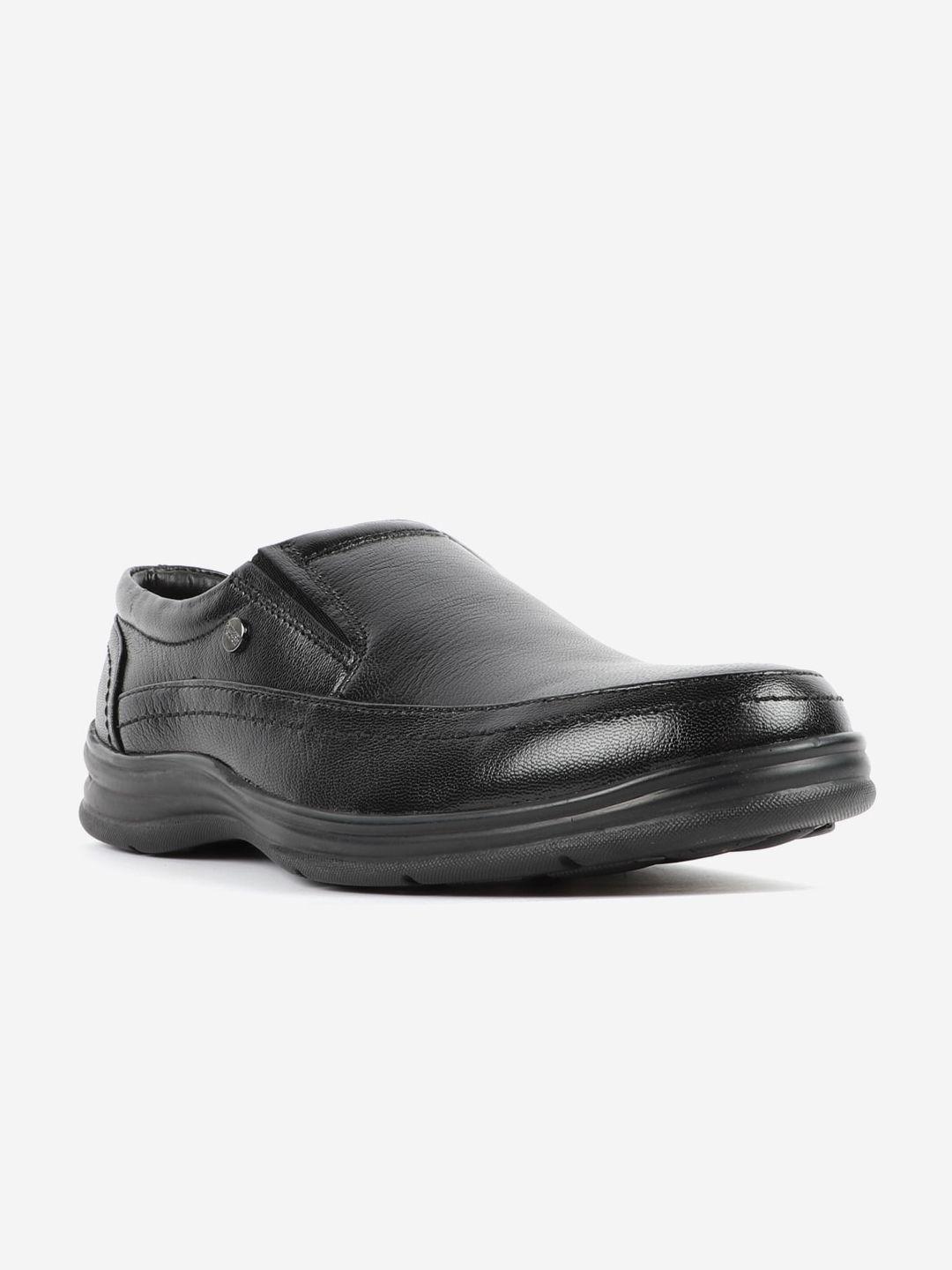 carlton london men black leather slip-on sneakers