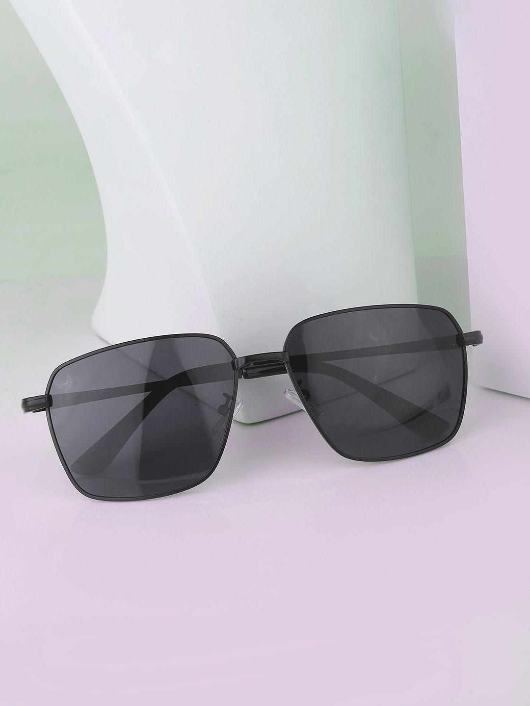 carlton london men black lens & black rectangle sunglasses clsm019-