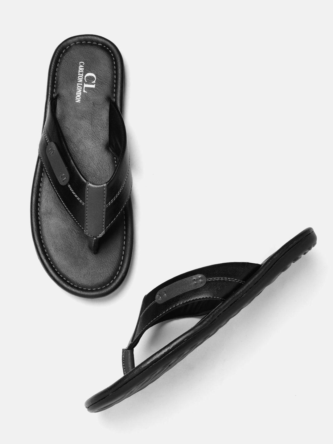carlton london men black solid comfort sandals