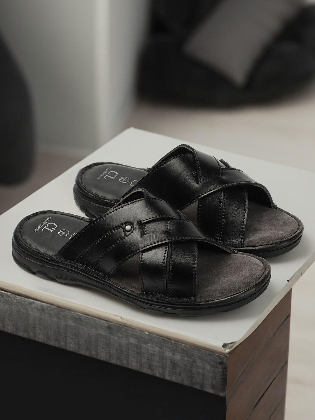 carlton london men cross strap lightweight leather comfort sandals