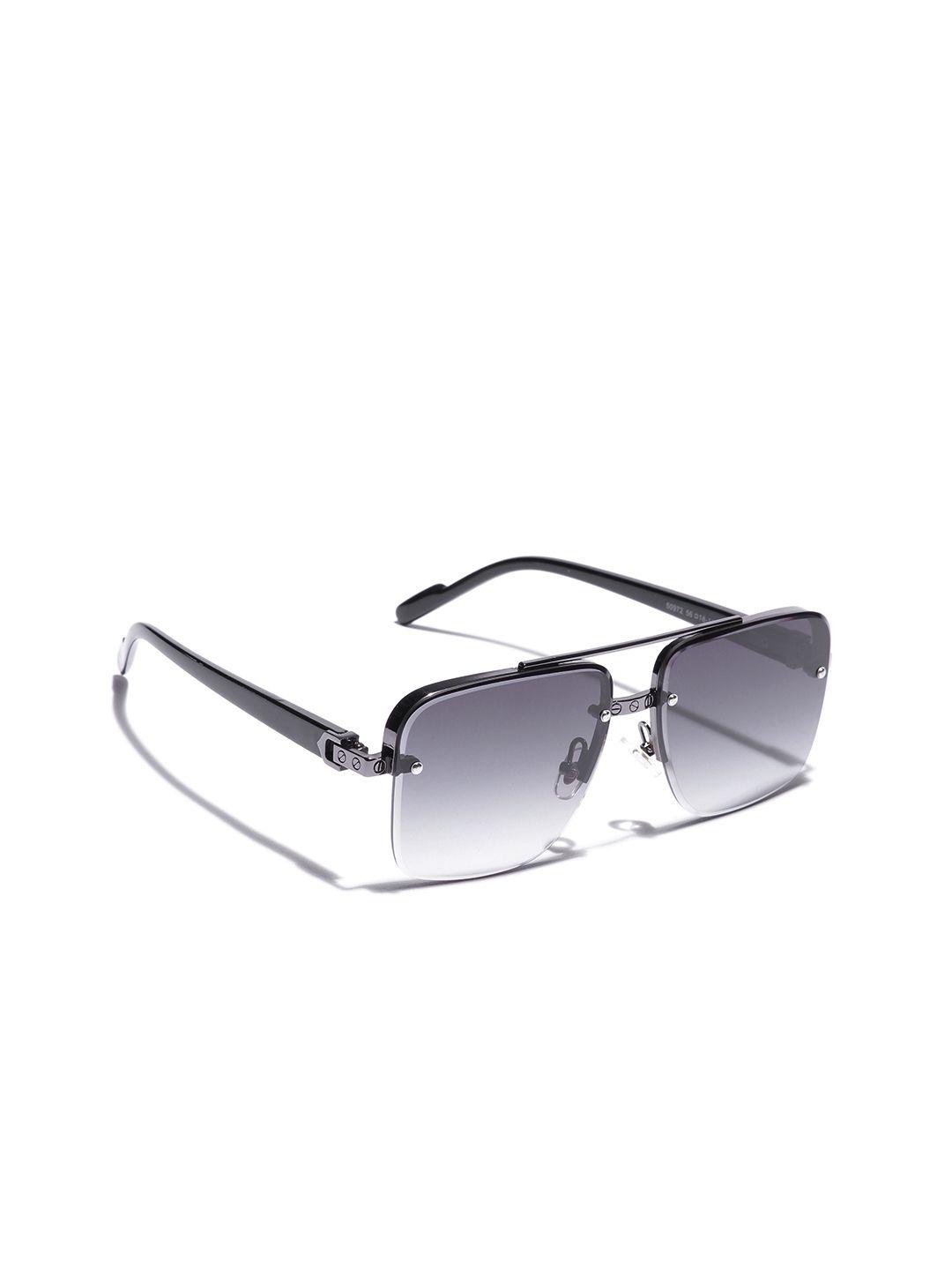 carlton london men grey lens & gunmetal-toned rectangle sunglasses with uv protected lens