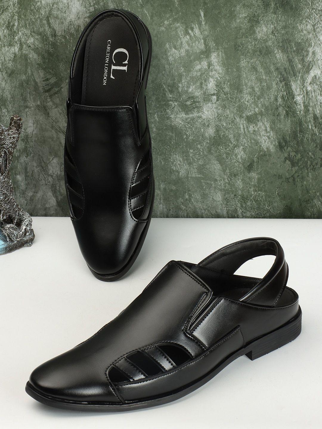 carlton london men laser cut shoe-style sandals with backstrap