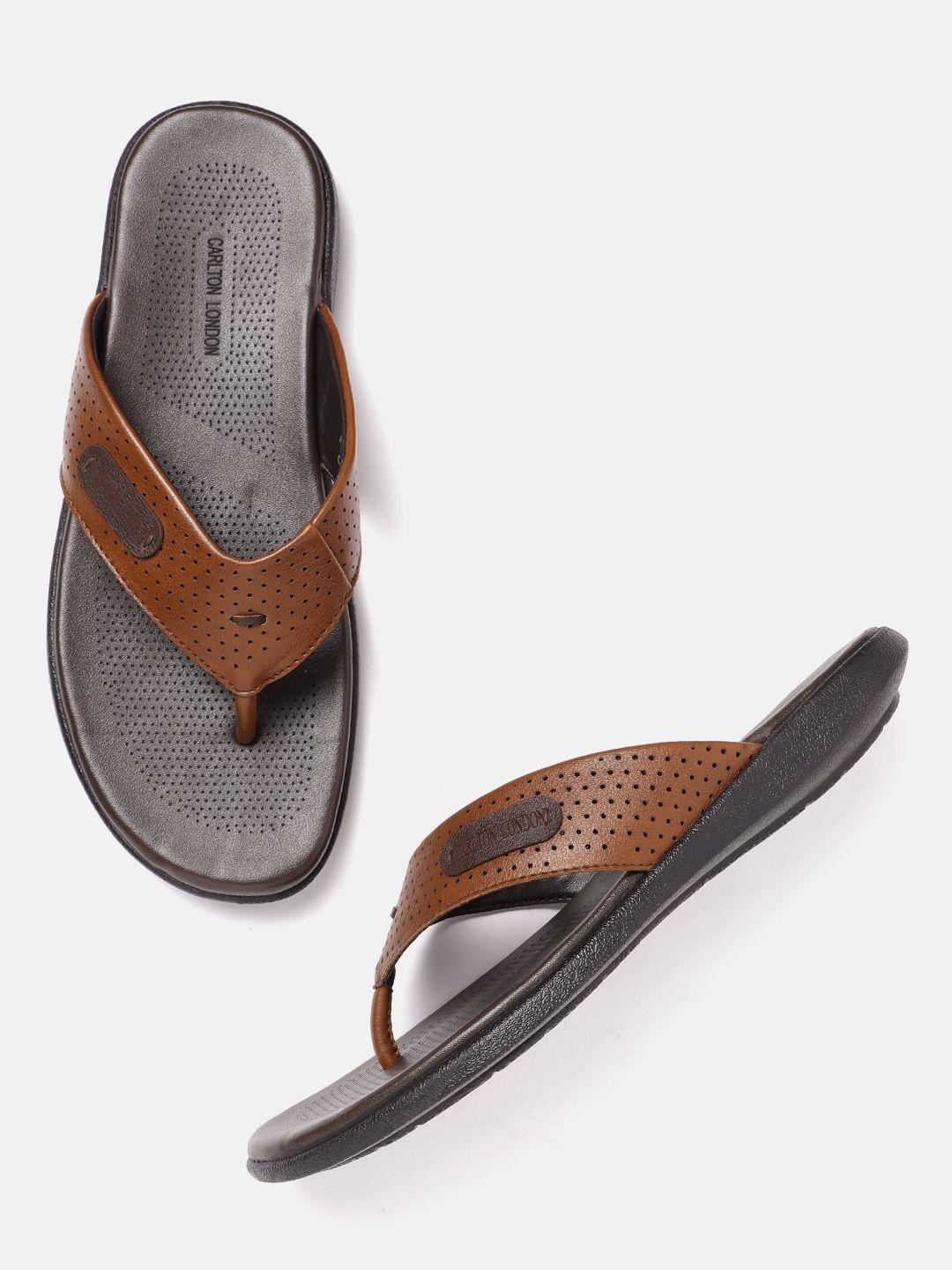 carlton-london-men-tan-brown-perforated-comfort-sandals