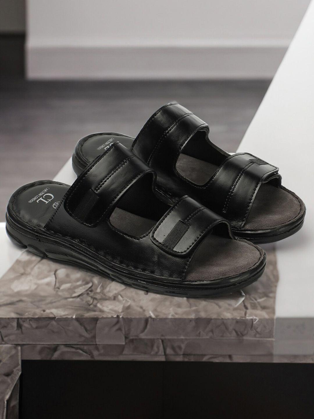 carlton london men two strap lightweight leather comfort sandals
