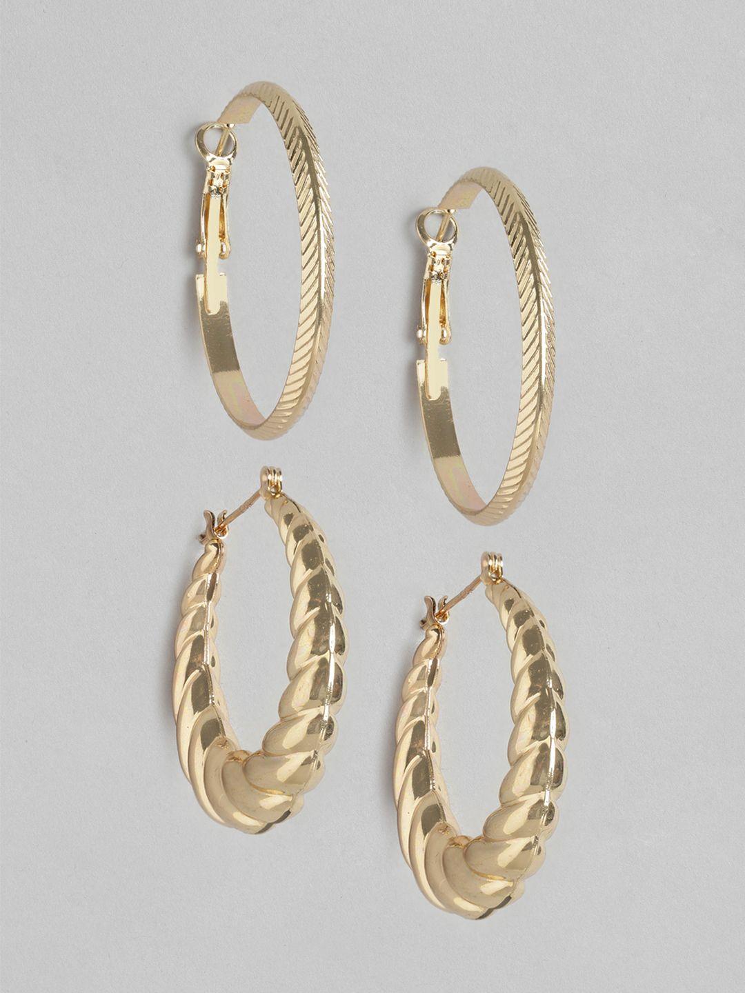 carlton london pack of 2 gold-plated circular hoop earrings