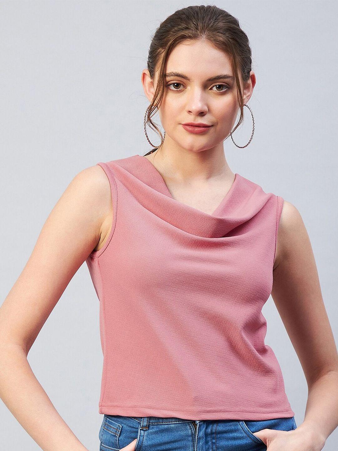 carlton london pink solid cowl neck top