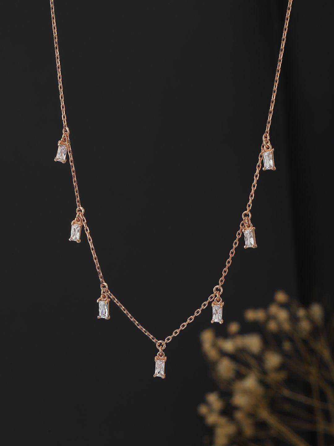 carlton london rose gold-plated & white brass necklace