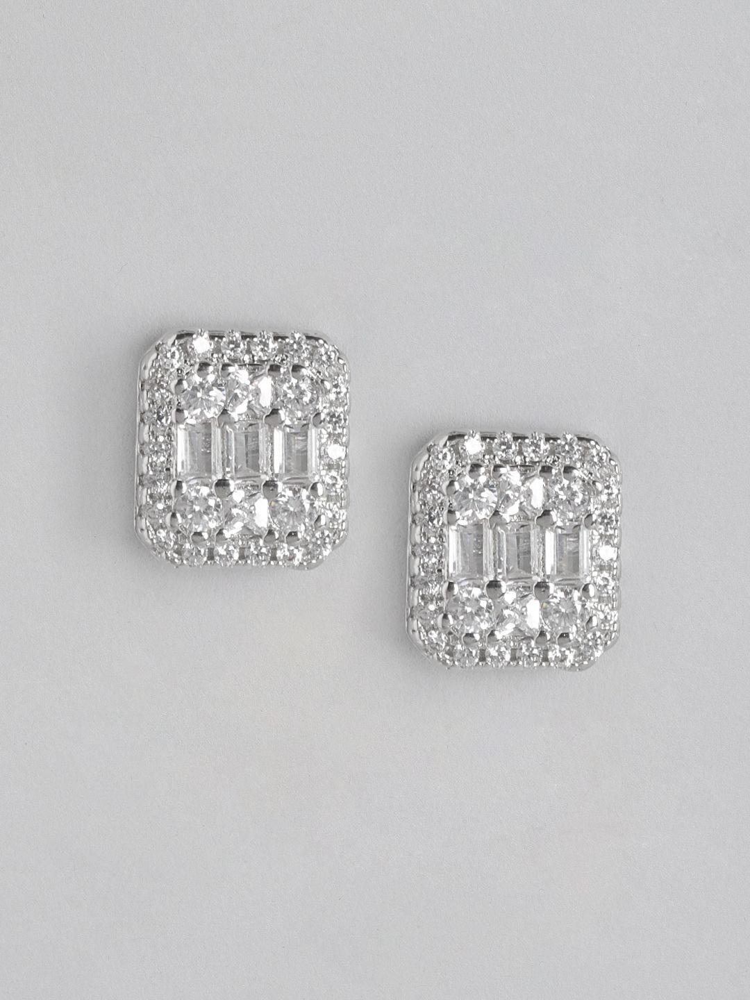 carlton london silver-plated cubic zirconia square studs