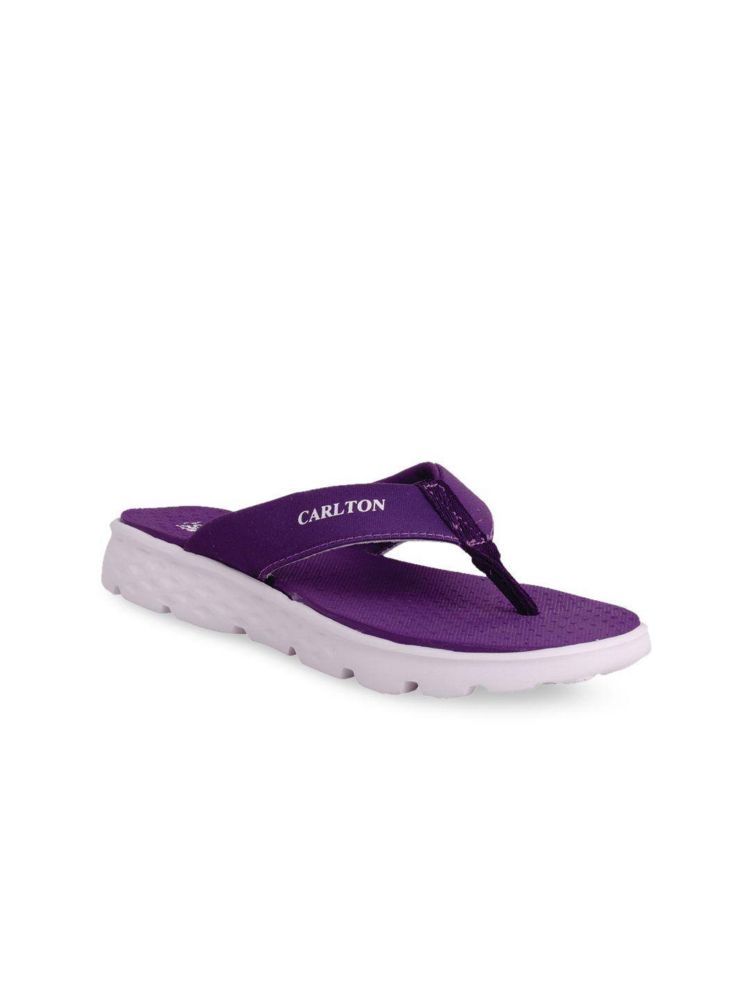 carlton london sports women purple printed thong flip-flops