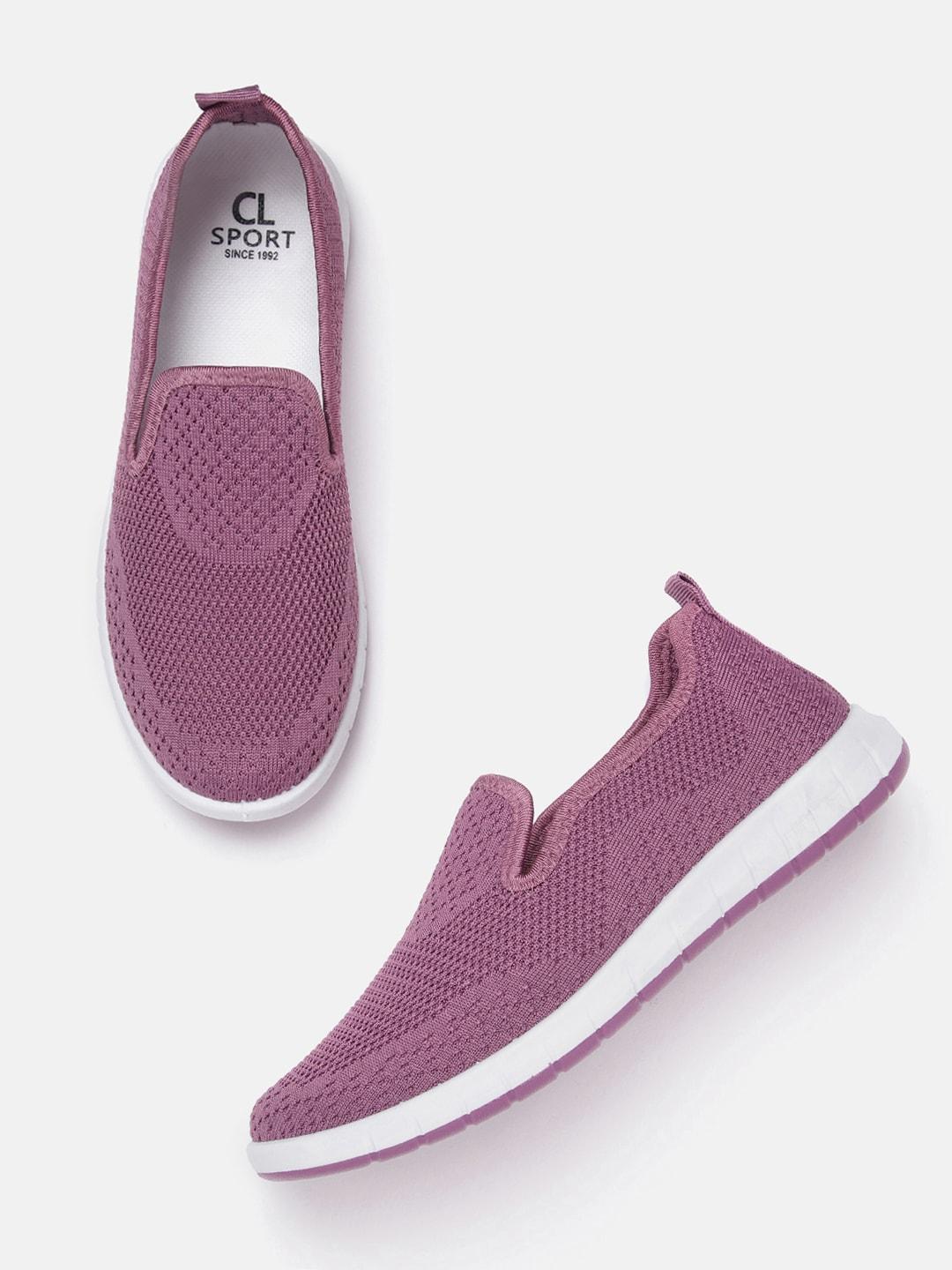 carlton london sports women purple woven design slip-on sneakers