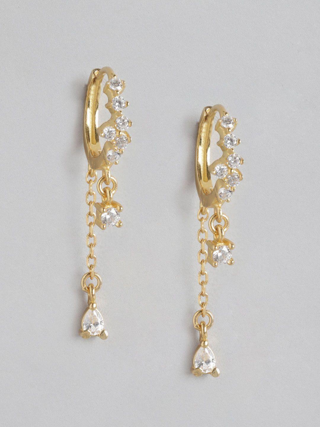 carlton london teardrop shaped gold-plated hoop earrings
