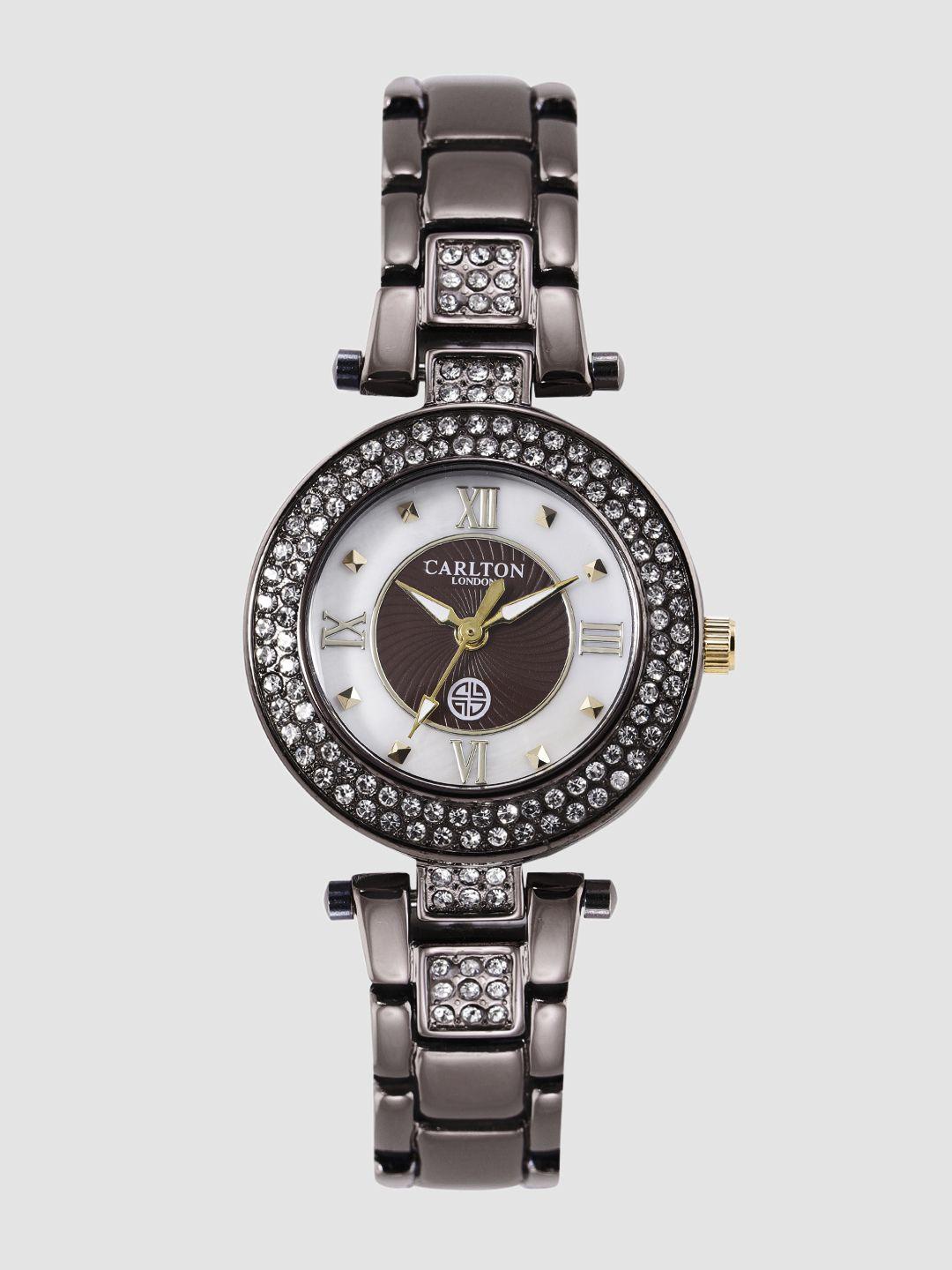 carlton london women brown & white analogue watch cl005bbrb
