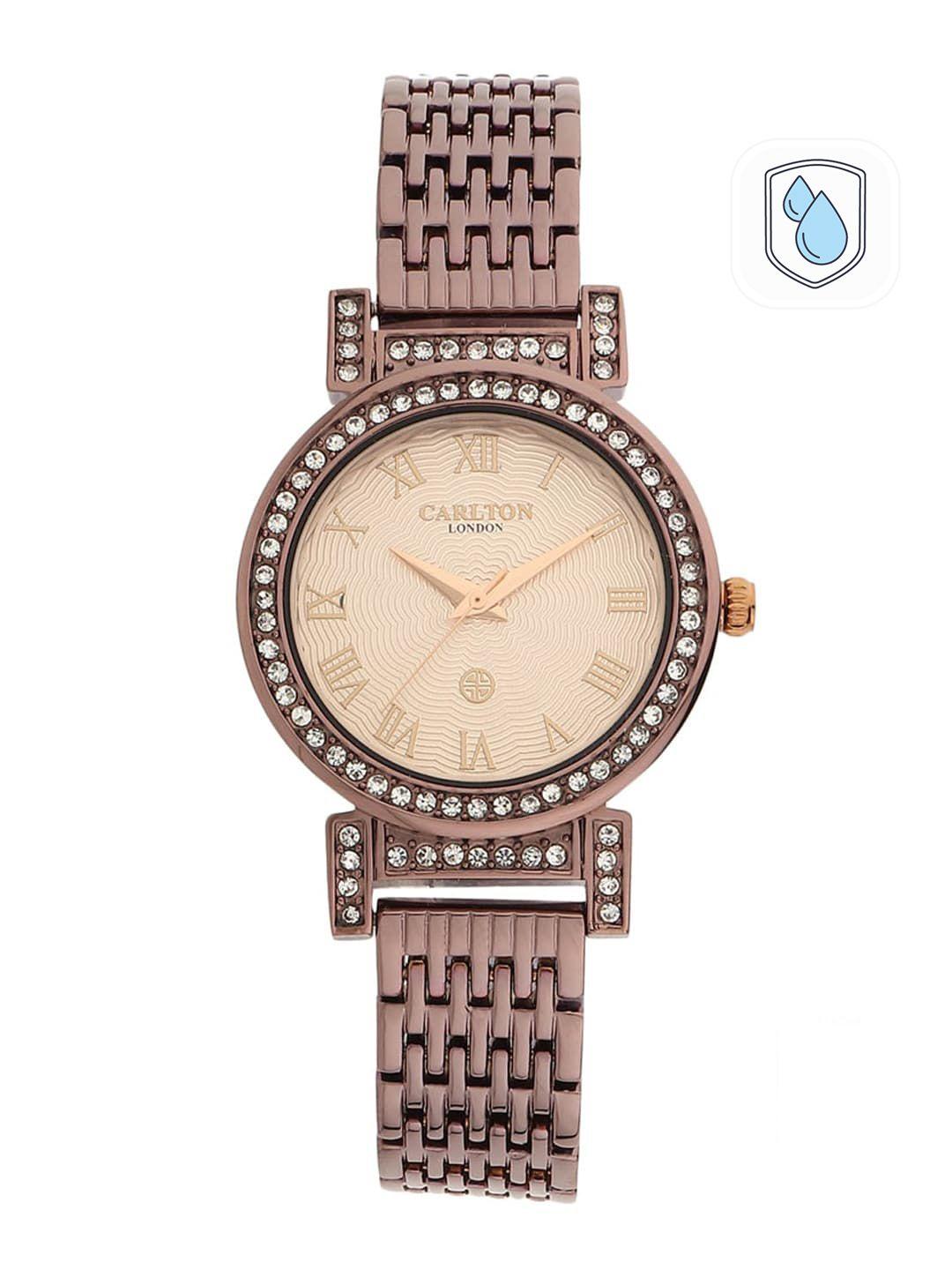 carlton london women cream-coloured analogue watch cl038brrbr